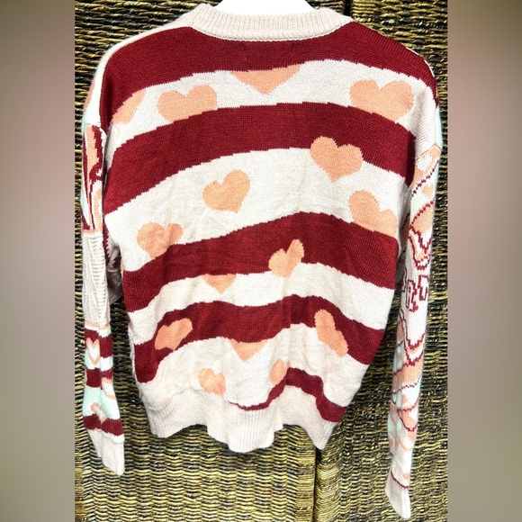 Aelfric Eden- Women's Heart Pattern‎ Sweater - Pink and Red, Size: Small - Picture 2 of 5